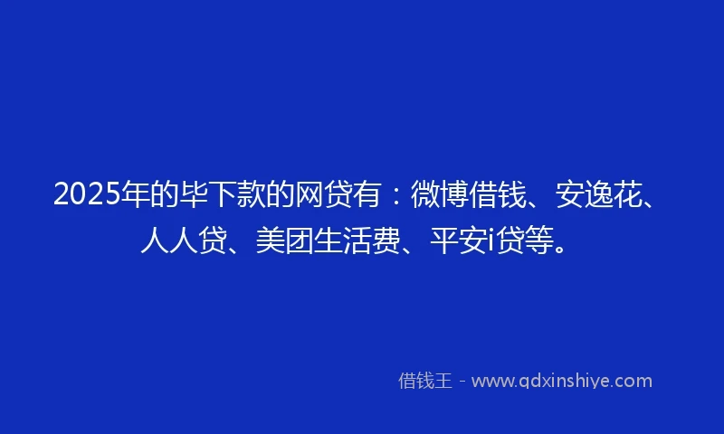 2025年的毕下款的网贷有：微博借钱、安逸花、人人贷、美团生活费、平安i贷等。
