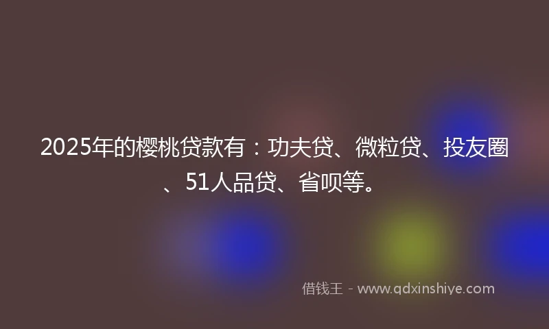 2025年的樱桃贷款有:功夫贷、微粒贷、投友圈、51人品贷、省呗等。