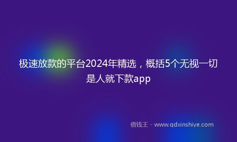 极速放款的平台2024年精选，概括5个无视一切是人就下款app