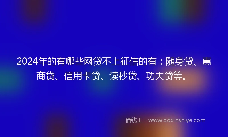 2024年的有哪些网贷不上征信的有：随身贷、惠商贷、信用卡贷、读秒贷、功夫贷等。