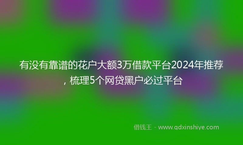 有没有靠谱的花户大额3万借款平台2024年推荐，梳理5个网贷黑户必过平台