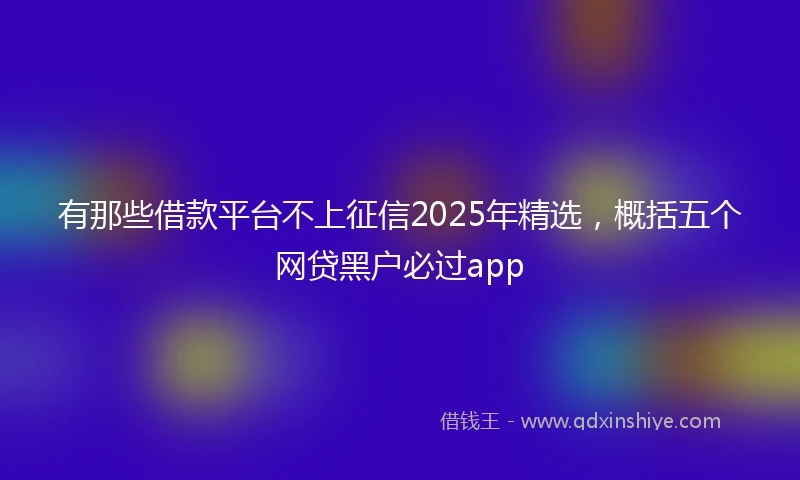 有那些借款平台不上征信2025年精选，概括五个网贷黑户必过app