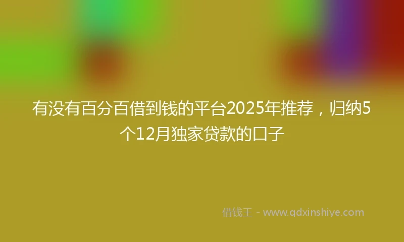 有没有百分百借到钱的平台2025年推荐，归纳5个12月独家贷款的口子