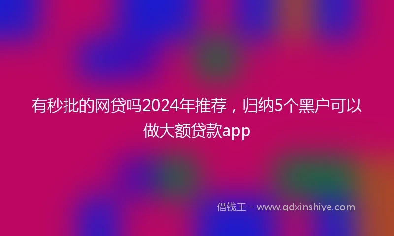 有秒批的网贷吗2024年推荐，归纳5个黑户可以做大额贷款app