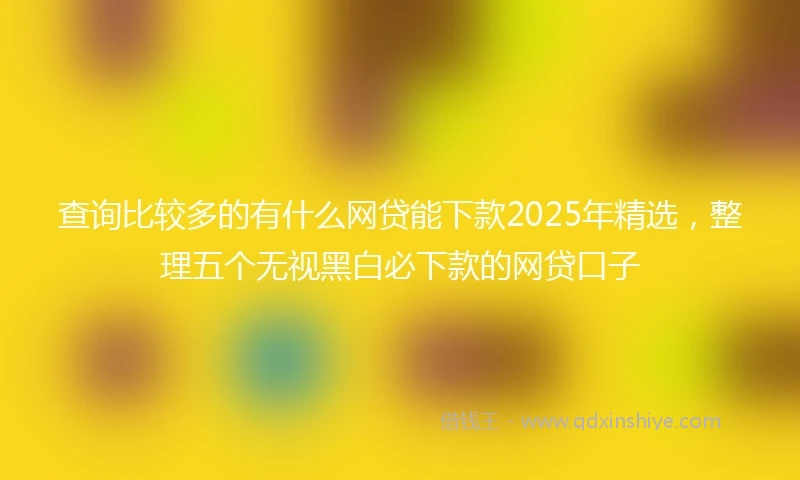 查询比较多的有什么网贷能下款2025年精选，整理五个无视黑白必下款的网贷口子