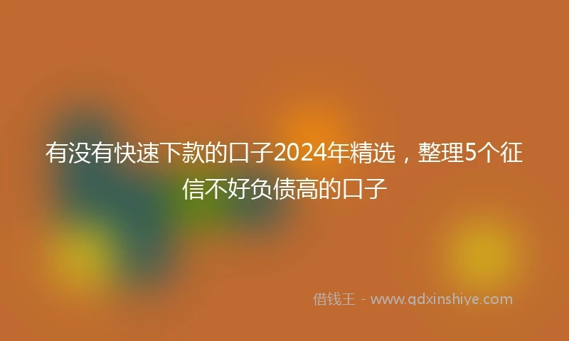 有没有快速下款的口子2024年精选，整理5个征信不好负债高的口子