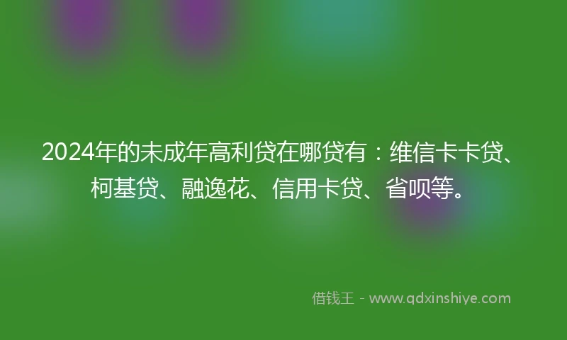 2024年的未成年高利贷在哪贷有：维信卡卡贷、柯基贷、融逸花、信用卡贷、省呗等。
