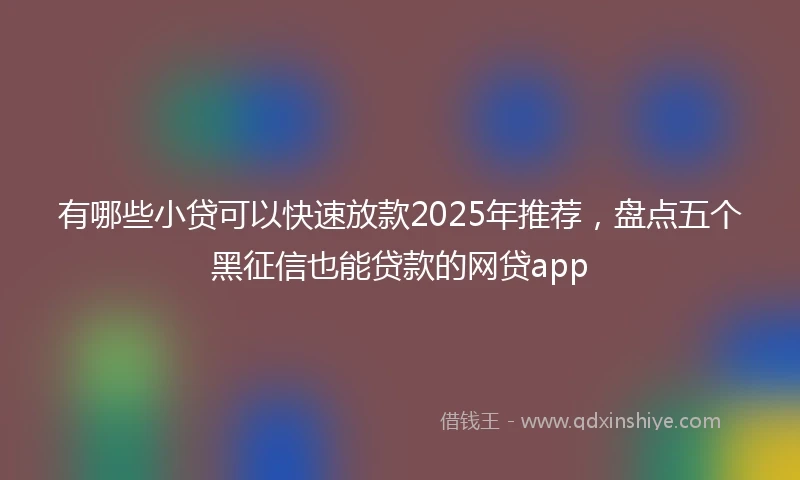 有哪些小贷可以快速放款2025年推荐，盘点五个黑征信也能贷款的网贷app