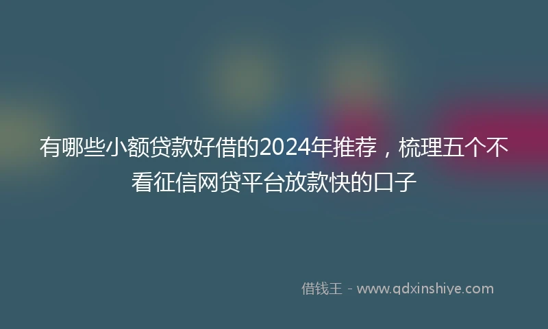 有哪些小额贷款好借的2024年推荐，梳理五个不看征信网贷平台放款快的口子