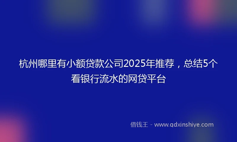 杭州哪里有小额贷款公司2025年推荐，总结5个看银行流水的网贷平台
