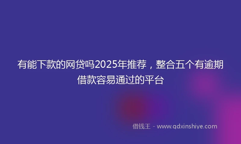 有能下款的网贷吗2025年推荐，整合五个有逾期借款容易通过的平台