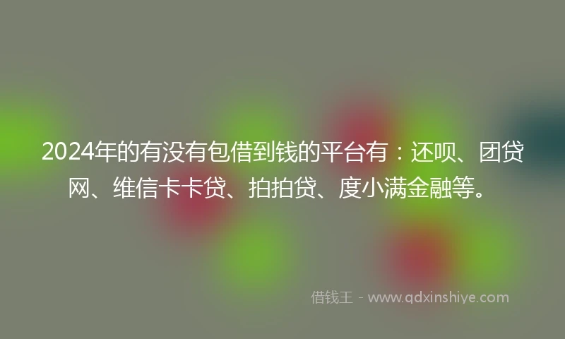 2024年的有没有包借到钱的平台有：还呗、团贷网、维信卡卡贷、拍拍贷、度小满金融等。