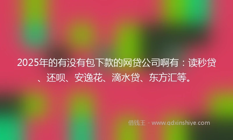 2025年的有没有包下款的网贷公司啊有：读秒贷、还呗、安逸花、滴水贷、东方汇等。
