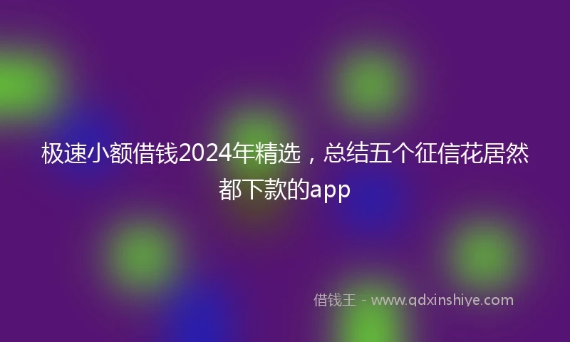 极速小额借钱2024年精选，总结五个征信花居然都下款的app