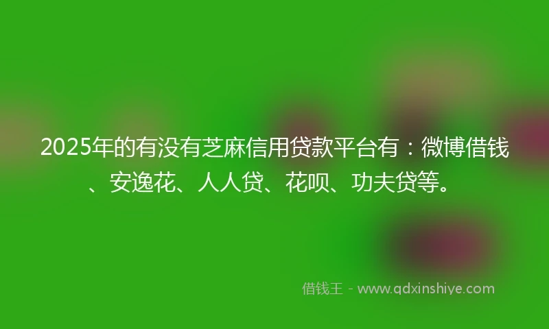2025年的有没有芝麻信用贷款平台有：微博借钱、安逸花、人人贷、花呗、功夫贷等。