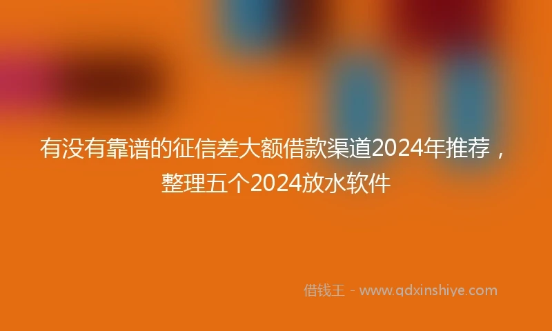有没有靠谱的征信差大额借款渠道2024年推荐，整理五个2024放水软件
