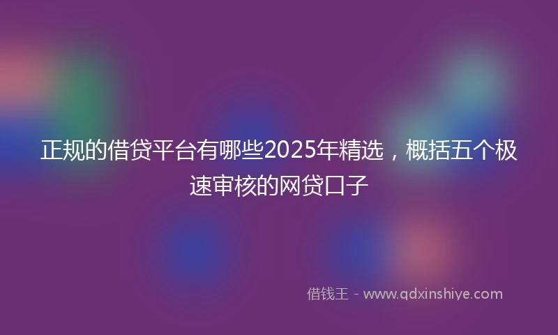 正规的借贷平台有哪些2025年精选，概括五个极速审核的网贷口子