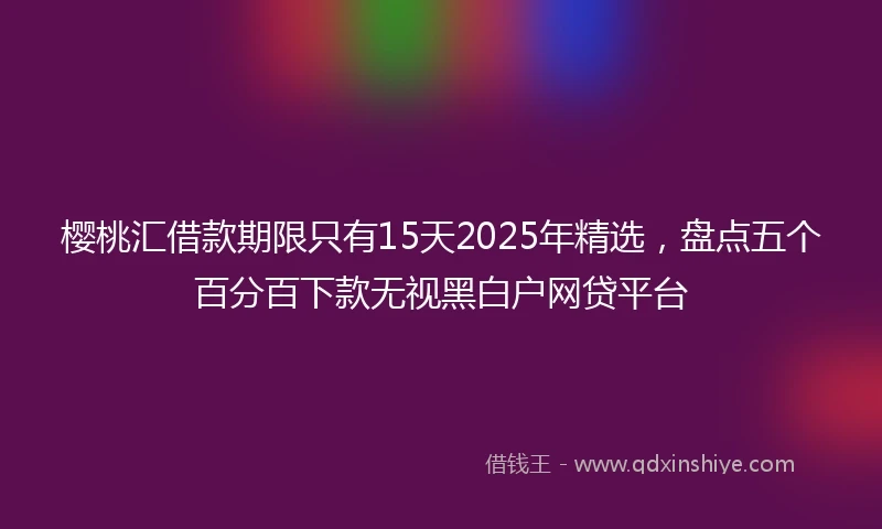 樱桃汇借款期限只有15天2025年精选，盘点五个百分百下款无视黑白户网贷平台