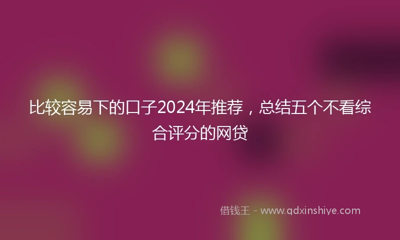 比较容易下的口子2024年推荐，总结五个不看综合评分的网贷