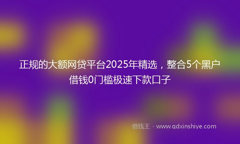 正规的大额网贷平台2025年精选，整合5个黑户借钱0门槛极速下款口子