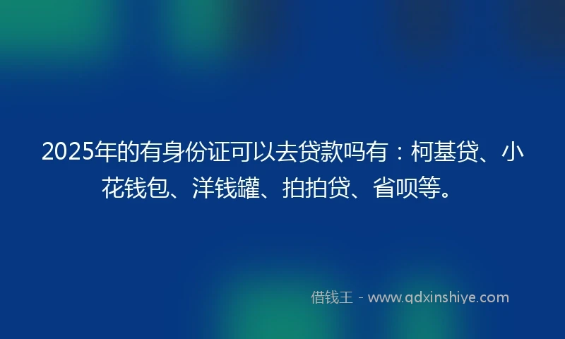2025年的有身份证可以去贷款吗有：柯基贷、小花钱包、洋钱罐、拍拍贷、省呗等。