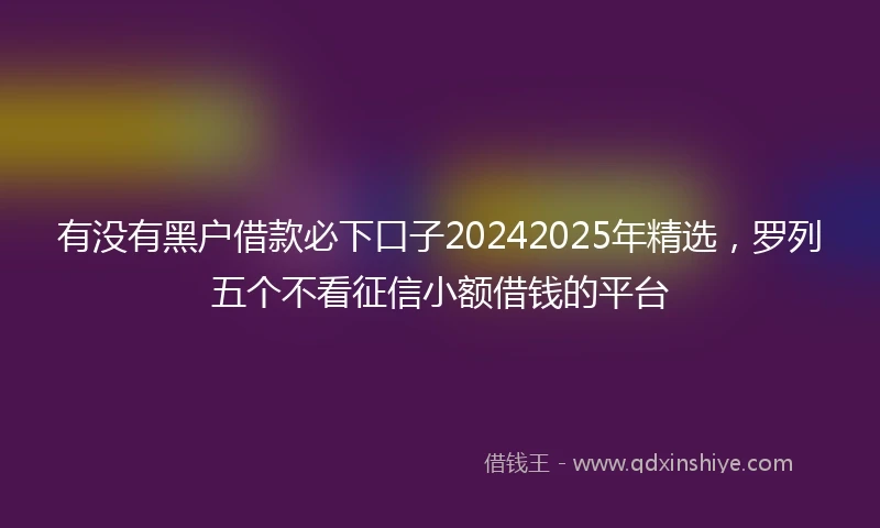 有没有黑户借款必下口子20242025年精选，罗列五个不看征信小额借钱的平台