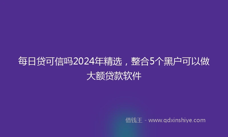 每日贷可信吗2024年精选，整合5个黑户可以做大额贷款软件