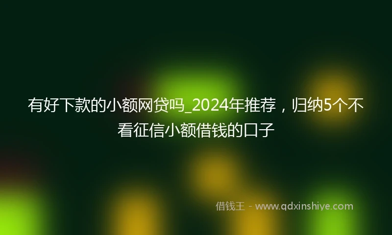 有好下款的小额网贷吗_2024年推荐，归纳5个不看征信小额借钱的口子