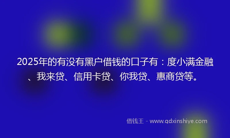 2025年的有没有黑户借钱的口子有：度小满金融、我来贷、信用卡贷、你我贷、惠商贷等。