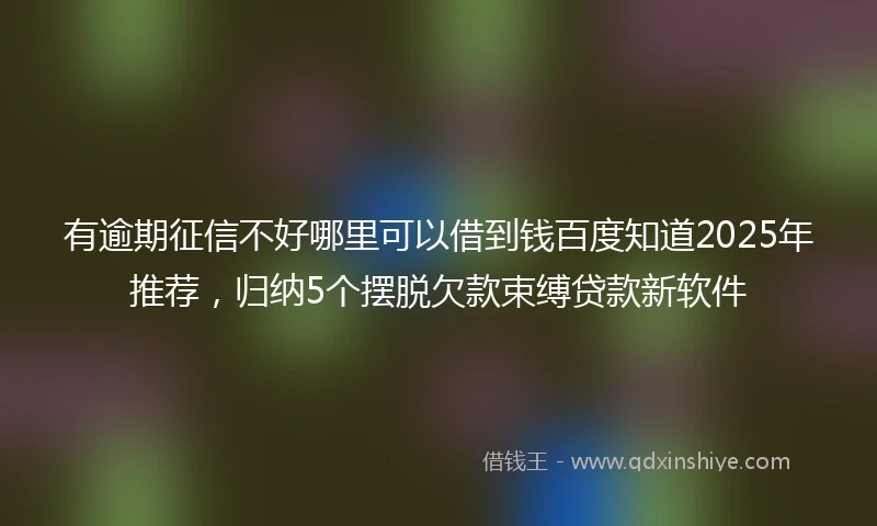 有逾期征信不好哪里可以借到钱百度知道2025年推荐，归纳5个摆脱欠款束缚贷款新软件