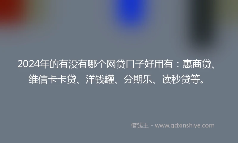 2024年的有没有哪个网贷口子好用有：惠商贷、维信卡卡贷、洋钱罐、分期乐、读秒贷等。