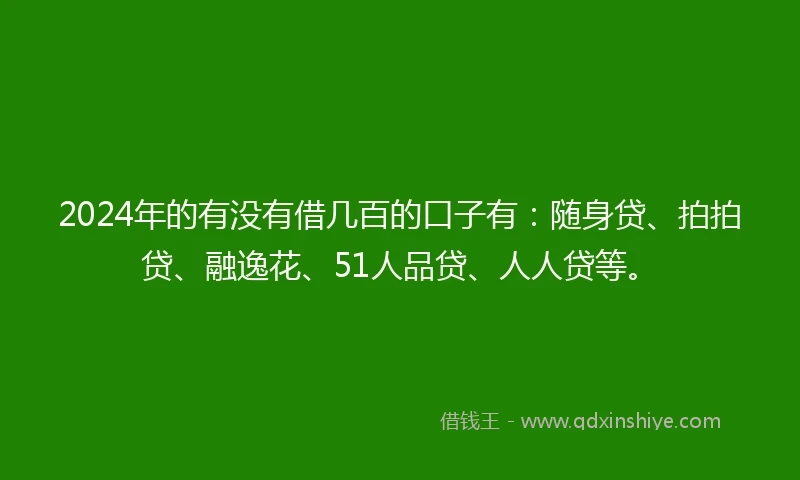 2024年的有没有借几百的口子有：随身贷、拍拍贷、融逸花、51人品贷、人人贷等。