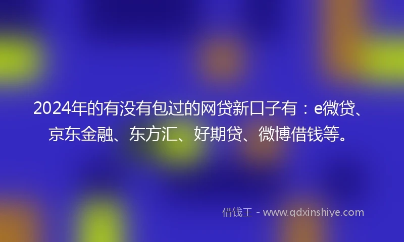 2024年的有没有包过的网贷新口子有：e微贷、京东金融、东方汇、好期贷、微博借钱等。