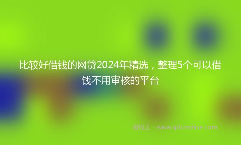 比较好借钱的网贷2024年精选，整理5个可以借钱不用审核的平台