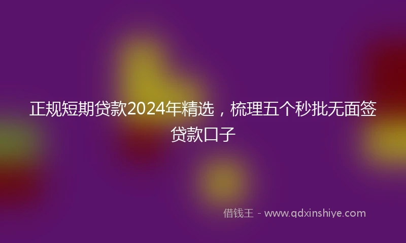 正规短期贷款2024年精选，梳理五个秒批无面签贷款口子
