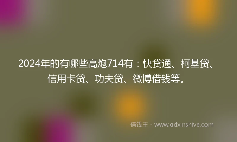 2024年的有哪些高炮714有：快贷通、柯基贷、信用卡贷、功夫贷、微博借钱等。