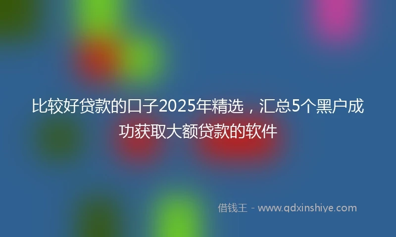 比较好贷款的口子2025年精选，汇总5个黑户成功获取大额贷款的软件