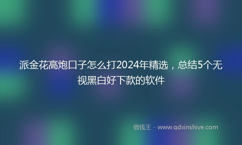 派金花高炮口子怎么打2024年精选，总结5个无视黑白好下款的软件