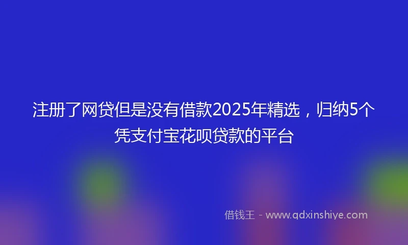 注册了网贷但是没有借款2025年精选，归纳5个凭支付宝花呗贷款的平台