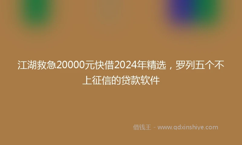 江湖救急20000元快借2024年精选，罗列五个不上征信的贷款软件