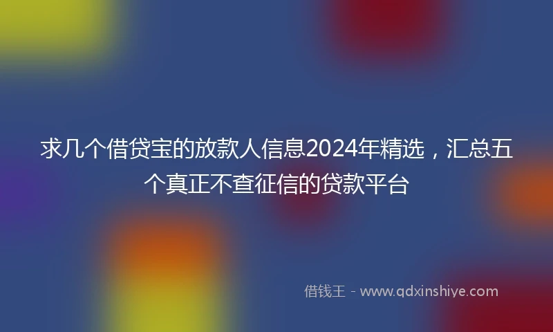 求几个借贷宝的放款人信息2024年精选，汇总五个真正不查征信的贷款平台