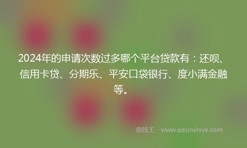 2024年的申请次数过多哪个平台贷款有：还呗、信用卡贷、分期乐、平安口袋银行、度小满金融等。
