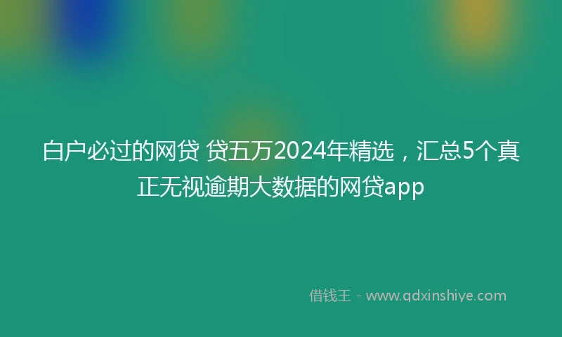 白户必过的网贷 贷五万2024年精选，汇总5个真正无视逾期大数据的网贷app