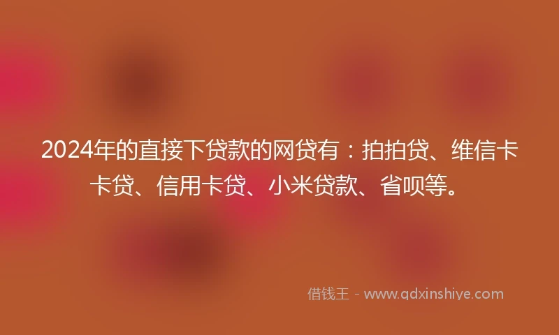 2024年的直接下贷款的网贷有：拍拍贷、维信卡卡贷、信用卡贷、小米贷款、省呗等。