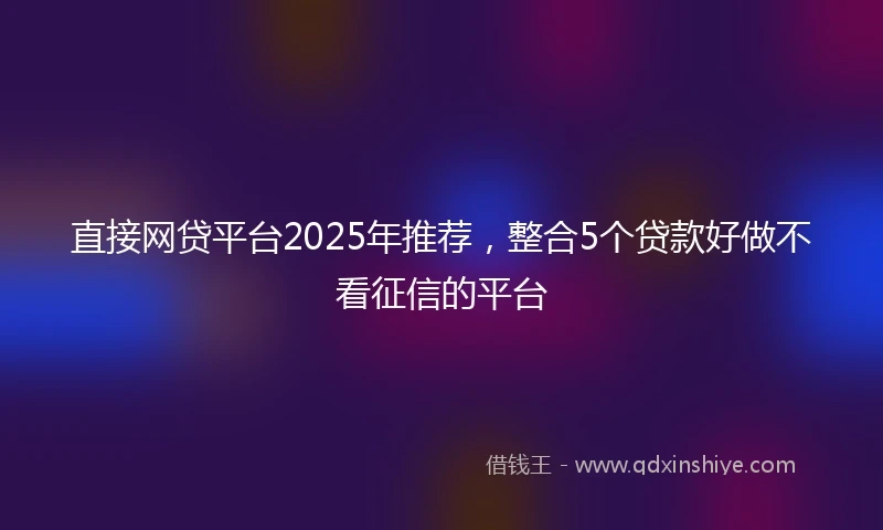 直接网贷平台2025年推荐，整合5个贷款好做不看征信的平台