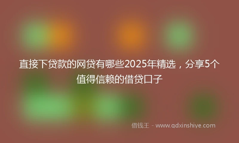 直接下贷款的网贷有哪些2025年精选，分享5个值得信赖的借贷口子