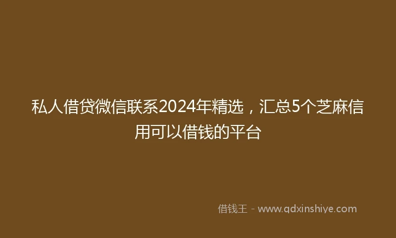 私人借贷微信联系2024年精选，汇总5个芝麻信用可以借钱的平台