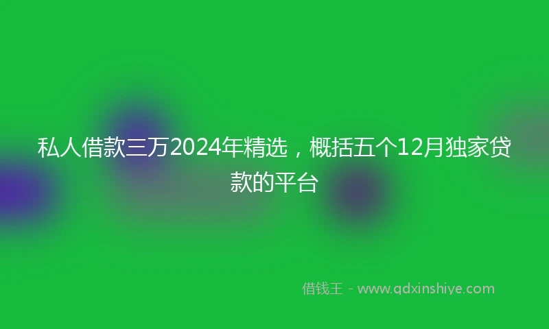私人借款三万2024年精选，概括五个12月独家贷款的平台