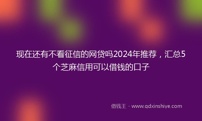 现在还有不看征信的网贷吗2024年推荐，汇总5个芝麻信用可以借钱的口子