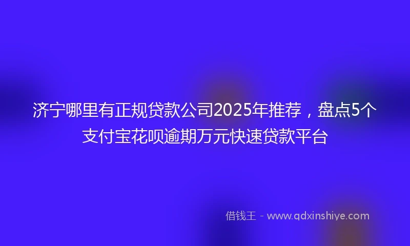 济宁哪里有正规贷款公司2025年推荐，盘点5个支付宝花呗逾期万元快速贷款平台
